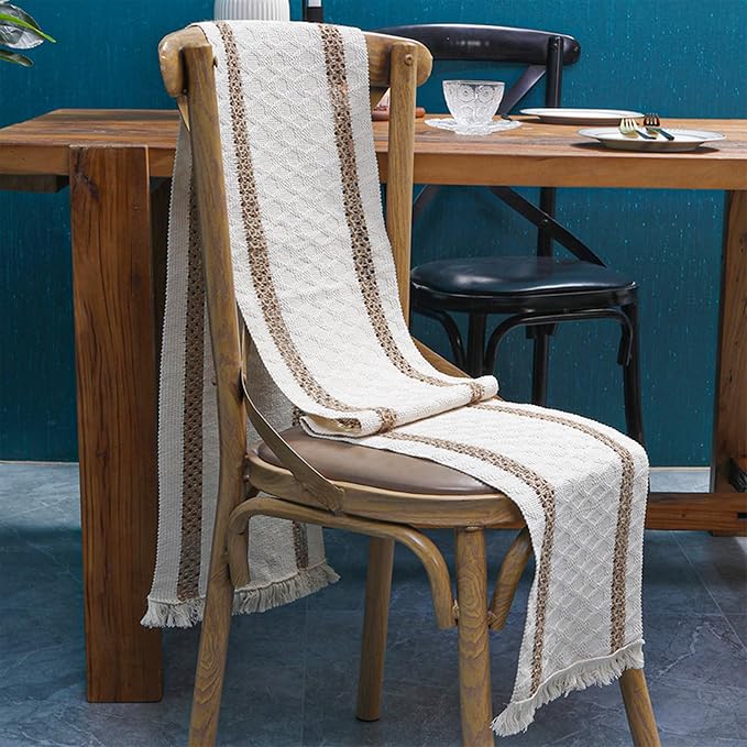 Boho Table Runner 90 Inches Long Summer Farmhouse Macrame Table Runner Cotton - Image 4