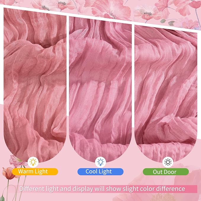 Showgeous 18 Pack Dusty Rose Cheesecloth Table Runner, 17 x 108 Inches | Boho - Image 7