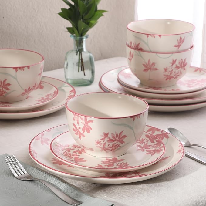 Gibson Home Admiral Hall 12-Piece Matte Stoneware Dinnerware Set – Dinner Plates - Image 2