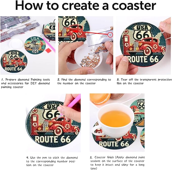 Mrnsiet 8 Pcs Car Diamond Art Coasters Kits - Image 8