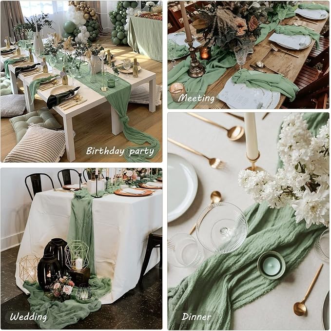 12 Pack 13Ft Cheesecloth Table Runner 35x157 Inch Boho Gauze Table Runner - Image 6
