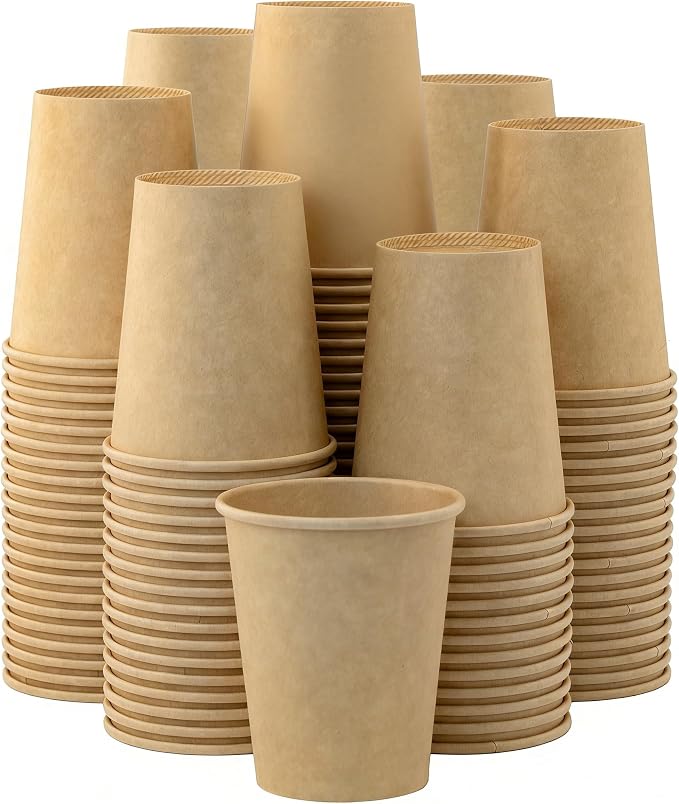 8 oz 200 Pack Disposable Coffee Cups, Bulk Brown Disposable Paper Cups by COOLCAP