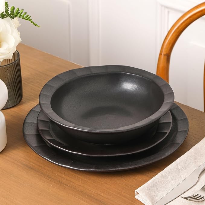 Stone Lain Oasis Stoneware 24 Piece Dinnerware Set, Home Kitchen Dish Set - Image 8