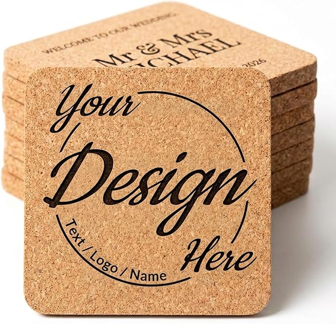 Personalized Cork Coasters – Custom Drink Coasters by Qansean