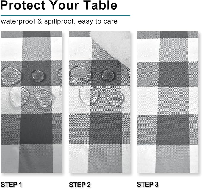 Checkered Tablecloth Rectangle 2 Pack 52 x 70 inch, Stain and Wrinkle Resistant - Image 2