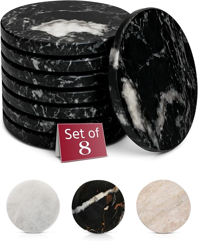 Gusto Nostro Black Marble Coasters Set of 8 by GustoNostro