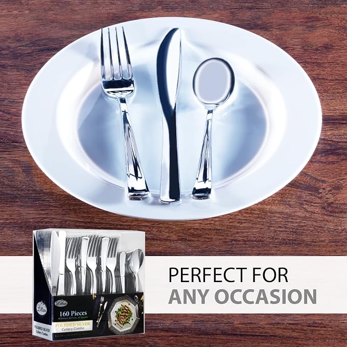 Plastic Cutlery Silverware Extra Heavyweight Disposable Flatware, Full Size - Image 5