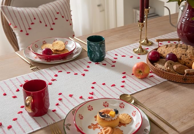Christmas Table Runner 13 x 108 Inch Long Natural Cotton Woven Runner - Image 4
