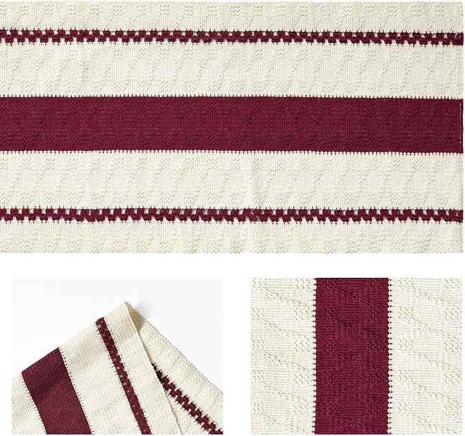 Artoid Mode Red Rustic Woven Table Runner 12x72 Inch | Holiday Farmhouse - Image 5