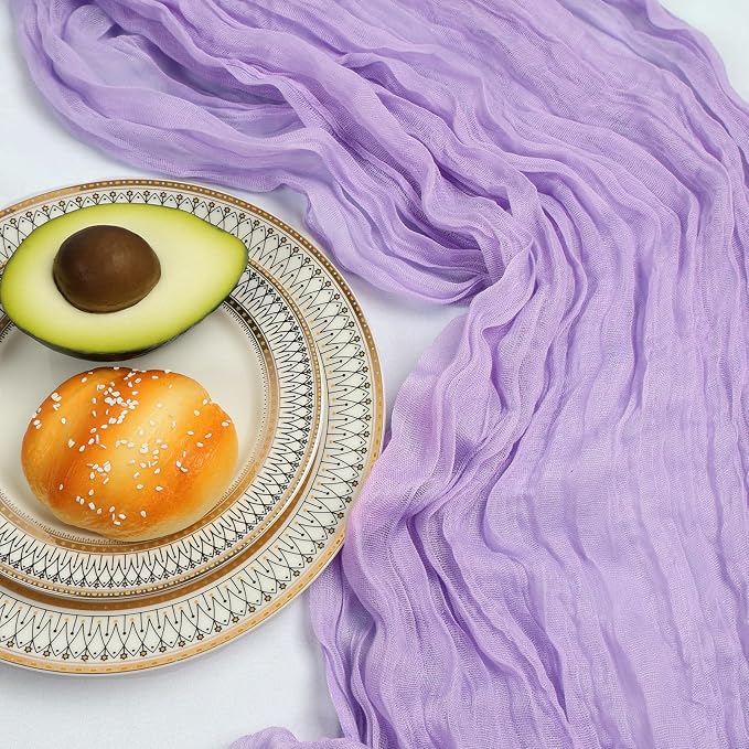 6 Pack 10Ft Lavender Purple Cheesecloth Table Runner 23 x 120 Inch | Gauze - Image 5