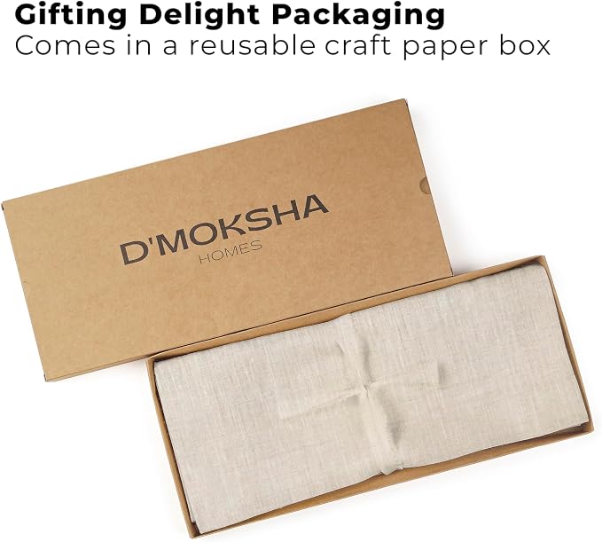 Classic Linen™ by D'Moksha Light Natural Table Runner 120 Inches Long, 100% - Image 4