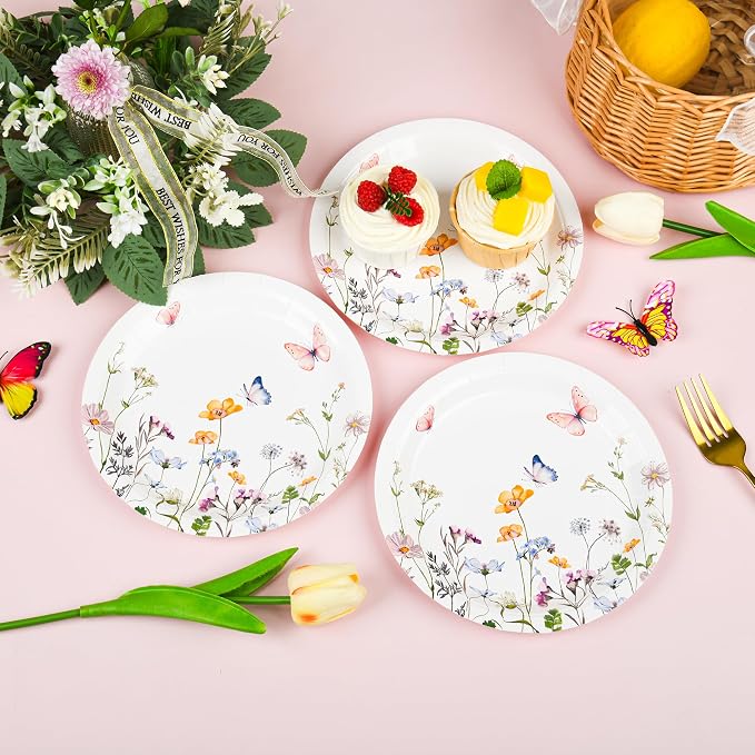 AimFun 48 Pcs Wildflower Paper Plates 9 Inch Disposable Floral Plates | - Image 6