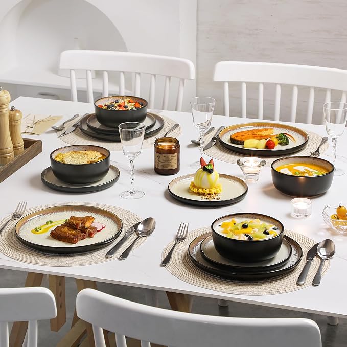 vancasso Plates and Bowls Sets, Ceramic Dinnerware Sets Stoneware Kitchen - Image 7