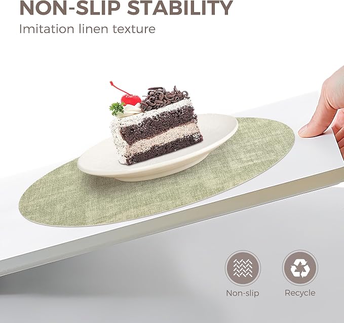 NCUE 13" Faux Leather Round Placemats Set of 4, Reversible Dual-Color | - Image 3