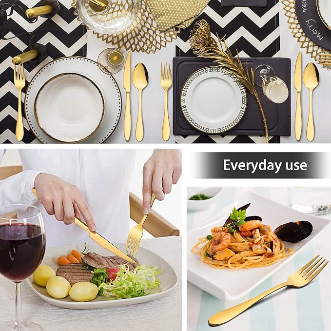 LIANYU 40-Piece Gold Silverware Set - Image 6