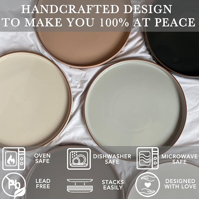 MORA Ceramic Flat Plates Set of 6-8 in - Image 4