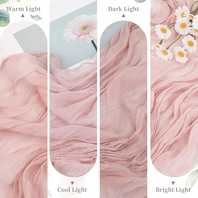12 Pack Dusty Pink Cheesecloth Table Runner 35x120 Inches Spring Summer Boho - Image 7