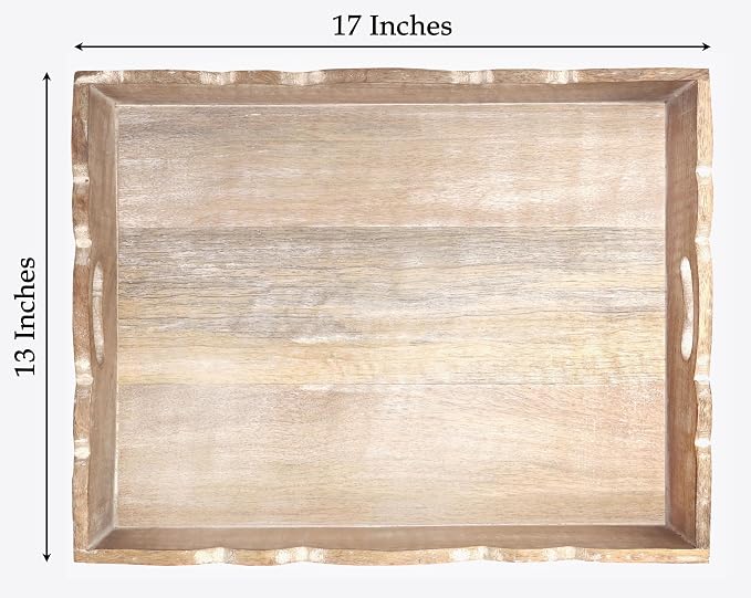 COTTON CRAFT Hand Carved Wooden Serving Tray - Image 3