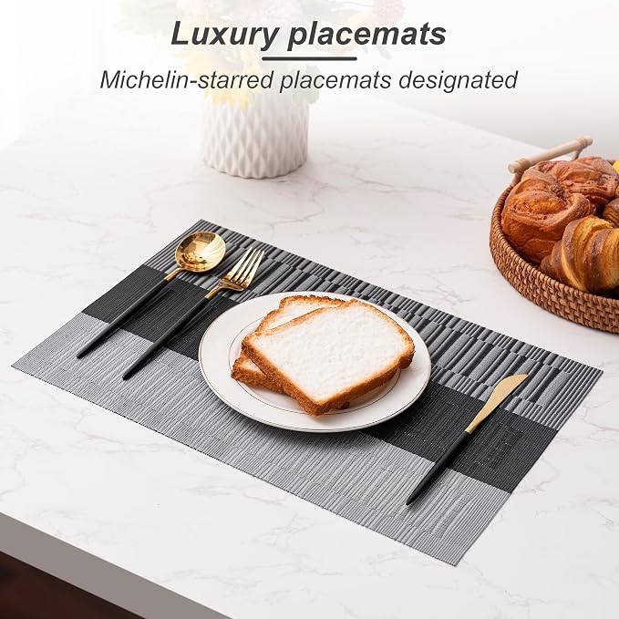 Placemats Set of 6 Washable Indoor | Outdoor Vinyl Place Mats - Image 6