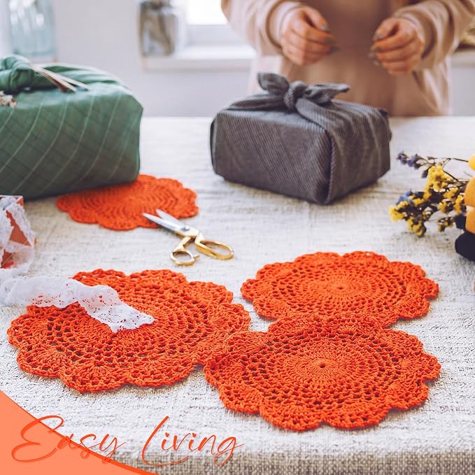 10 Pcs 8 Inch Cute Crochet Doilies Crochet Flower Coasters Handmade Cotton - Image 3