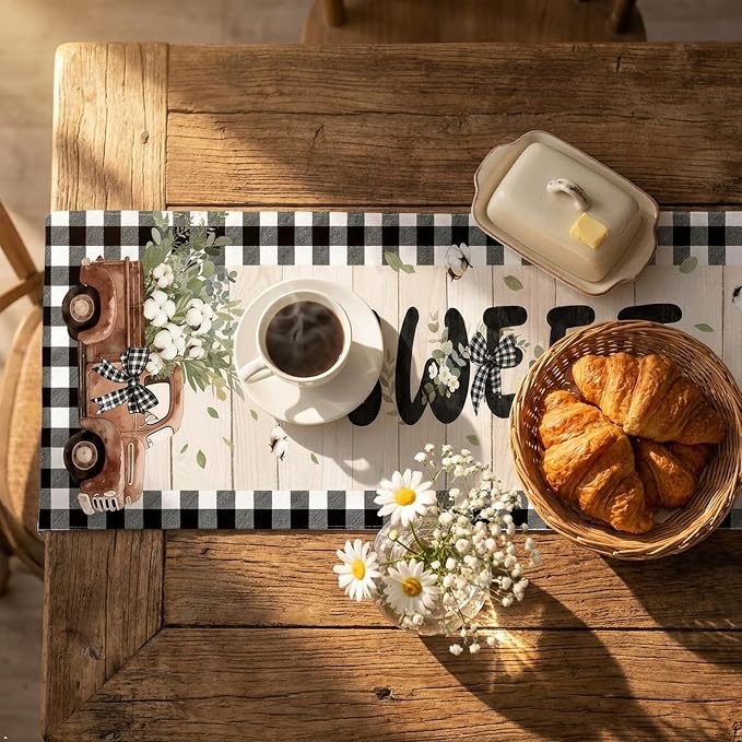 Farmhouse Table Runner, 36 x 13 inches, Rustic Country Decor - Image 5