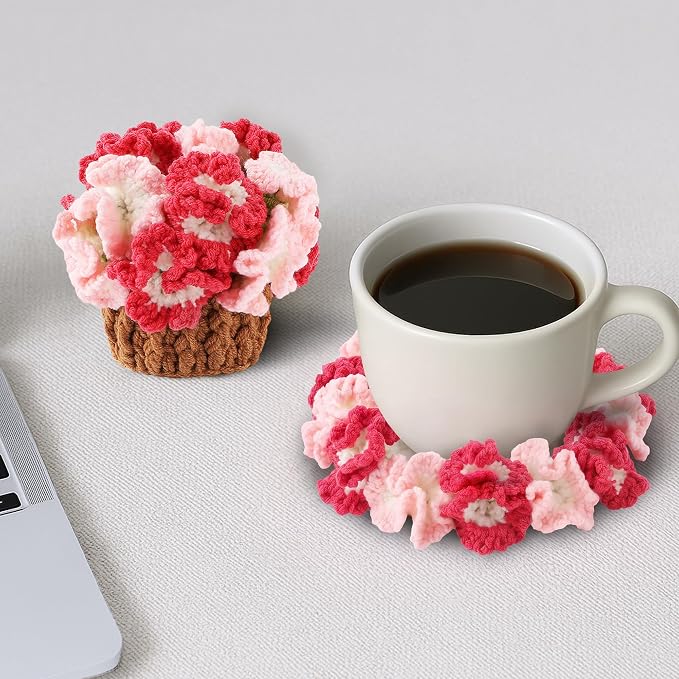 Crochet Flower Coasters, Handmade Bouquet Coasters - Image 6