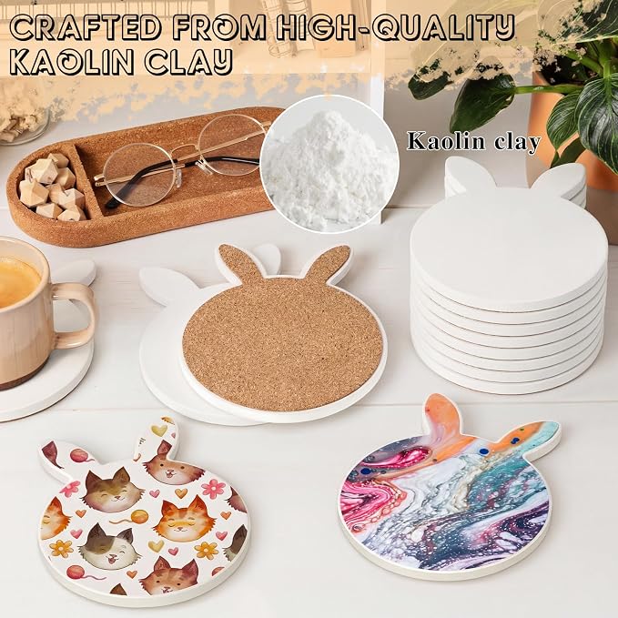 24 PCS Ceramic Tiles for Crafts, Unglazed Matte Coasters - Image 3