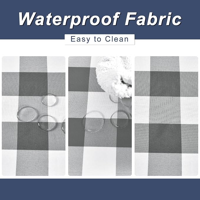 Buffalo Plaid Table Runner Grey and White 14W x 60L, 1 Piece | Waterproof - Image 5