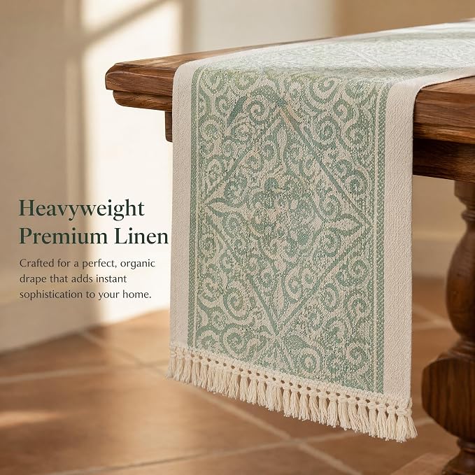 14x83 Damask Table Runner Waterproof French Vintage Dresser Scarf | Hosting a - Image 2