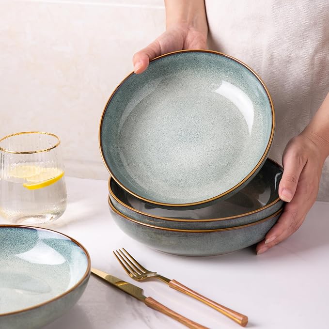 AmorArc 8.5’’ Ceramic Pasta Bowls Set of 6, 36oz Large Stoneware Bowls Set | - Image 7