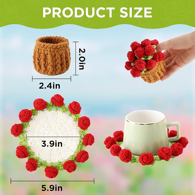 Crochet Flower Coasters, Handmade Bouquet Coasters - Image 3