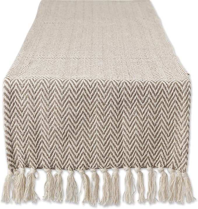 DII Woven Basic Tabletop Collection, Chevron Table Runner, Darn Brown by DII