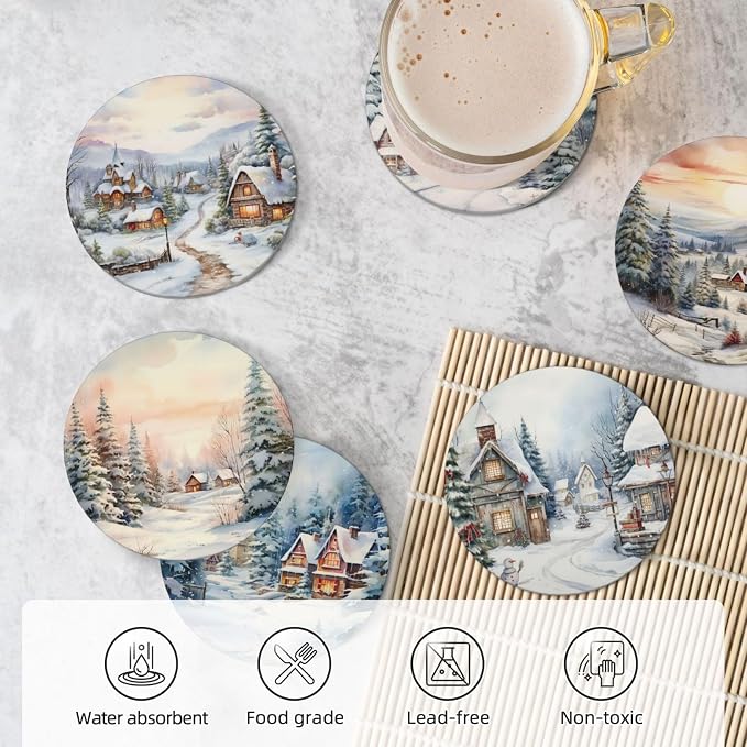 Coasters Set of 6, Coasters for Drinks Absorbent Stone - Image 6
