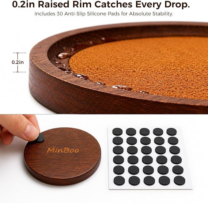 MinBoo Bamboo Coasters for Coffee Table Set of 6 Coasters for Drinks Absorbent - Image 4