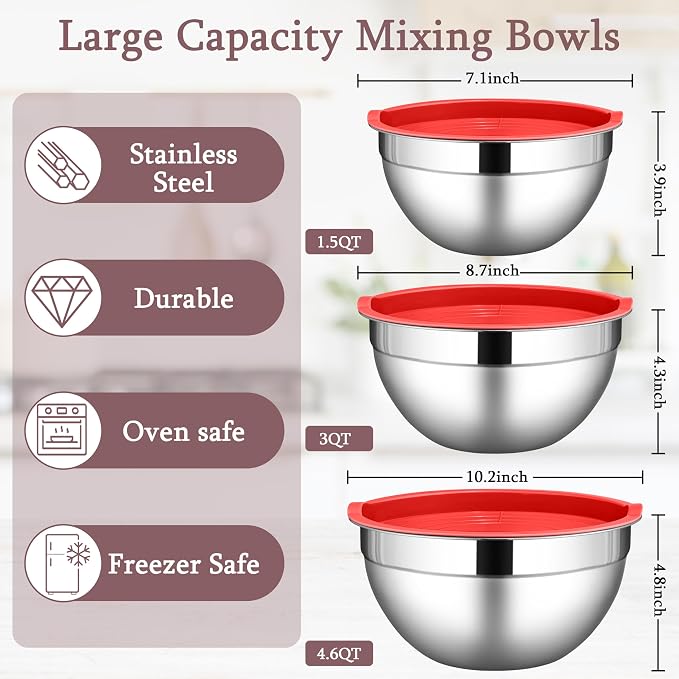 LIANYU Stainless Steel Mixing Bowls - Image 2