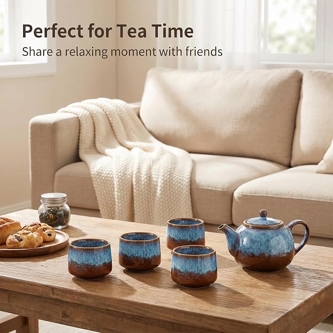 Japanese Tea Cups Set of 4pcs, 7oz/205ml Elegant Ceramic Matcha Cups - Image 3