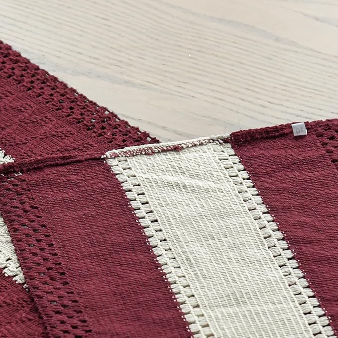 Artoid Mode Red Farmhouse Woven Table Runner 12x90 Inch | Holiday Rustic - Image 5
