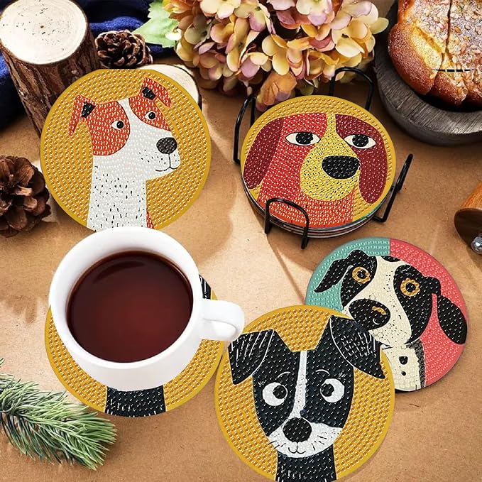 VIGEGU 8 Pack Dog Diamond Art Coasters Kits- Diamond Painting Coasters Kits | - Image 3