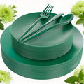 EI 150pcs Green Plastic Plates, Fancy Plastic Dinnerware Set, Dinner Plate by Ejonirinjonir