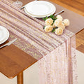 SiinvdaBZX Light Pink Sheer Tulle Table Runner 120 Inch/10 Ft Long | Gauze by SiinvdaBZX