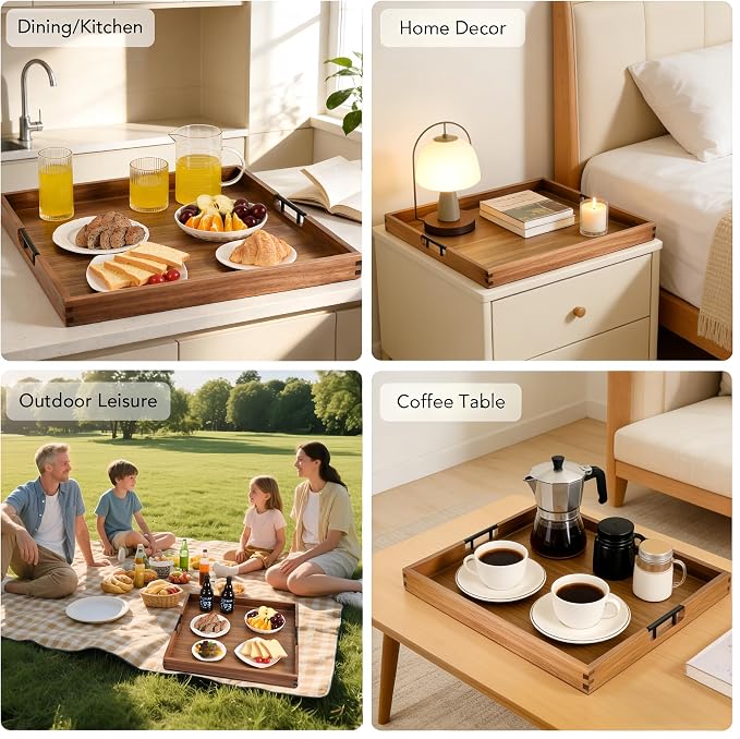 Joy&Grace Acacia Wood Ottoman Tray - Image 4