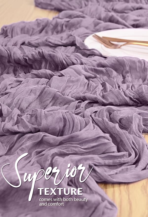 4 Pack Cheesecloth Table Runner 10FT Purple Table Runner Boho Gauze Cheese - Image 4