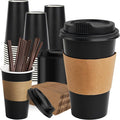 RACETOP 16 oz 100 Pack Black Disposable Coffee Cups by RACETOP