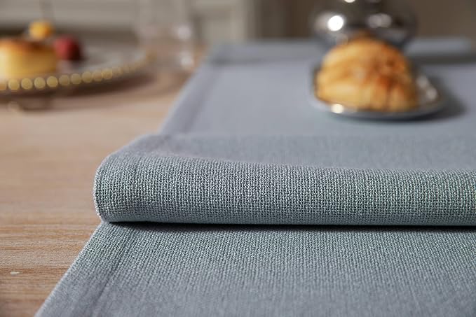 Burlap Style Farmhouse Table Runner, 14x72 Inches Light Dusty Blue | Thick - Image 5
