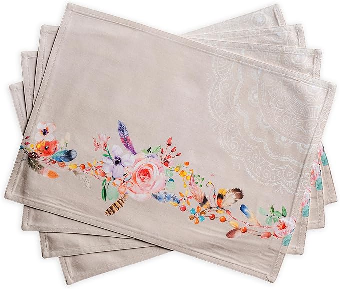 Maison d' Hermine Placemats Set of 4 Reusable 100% Cotton | Cloth Place Mats by MaisondHermine