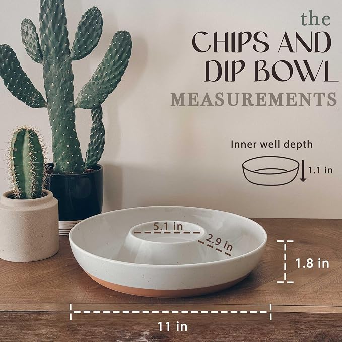 Mora Ceramic Chips and Dip Serving Tray: Large Divided Party Bowl Set - Image 2