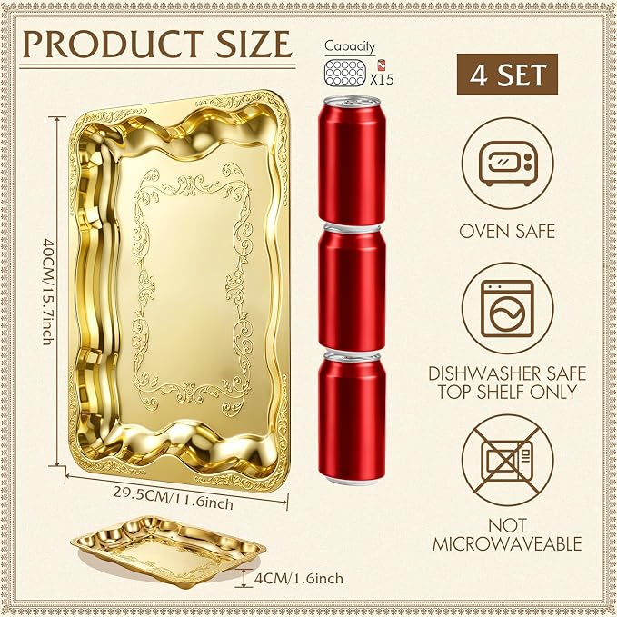 FoldTier 4 Pack Serving Trays Set - Image 3