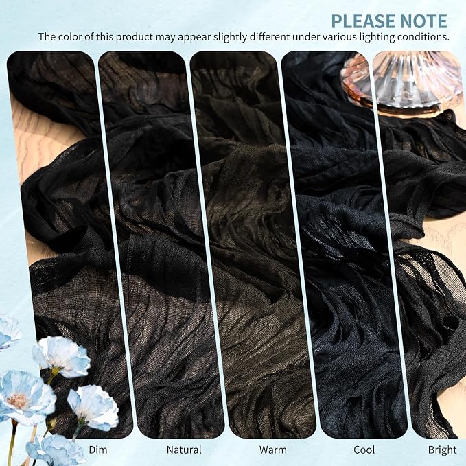 18 Pack Cheesecloth Table Runner 10FT Black Table Runner Boho Gauze Cheese - Image 7
