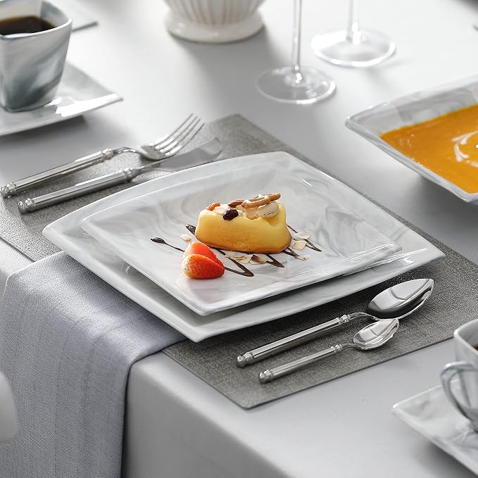 MALACASA Dinnerware Sets, 30 Piece Porcelain Plates and Bowls Sets - Image 5