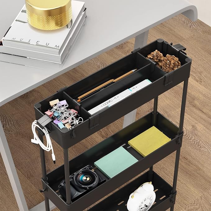 Slim Storage Cart 4 Tier, Bathroom Organizer Rolling Utility, Mobile Shelving - Image 2